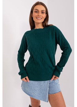 Ciemnozielony damski sweter klasyczny ze sklepu 5.10.15 w kategorii Swetry damskie - zdjęcie 169704788