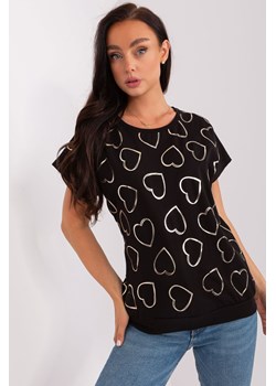 Czarna bawełniana bluzka z nadrukiem ze sklepu 5.10.15 w kategorii Bluzki damskie - zdjęcie 169704797