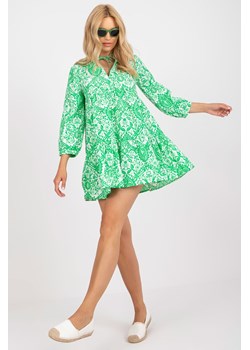 Sukienka damska krótka z rękawem 7/8 zielona ze sklepu 5.10.15 w kategorii Sukienki - zdjęcie 169704886