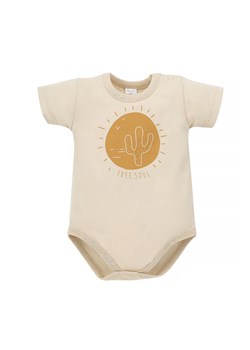 Bawełniane body niemowlęce z nadrukiem beżowe ze sklepu 5.10.15 w kategorii Body niemowlęce - zdjęcie 169704915