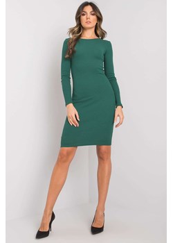 Bawełniana sukienka z długim rękawem-ciemny zielony ze sklepu 5.10.15 w kategorii Sukienki - zdjęcie 169705307