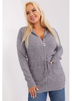 Szary długi sweter plus size z suwakiem ze sklepu 5.10.15 w kategorii Swetry damskie - zdjęcie 169705398