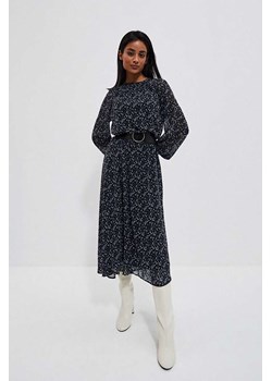 Granatowa sukienka damska midi  z długim rękawem ze sklepu 5.10.15 w kategorii Sukienki - zdjęcie 169705518