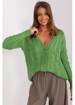 Jasnozielony sweter rozpinany w warkocze ze sklepu 5.10.15 w kategorii Swetry damskie - zdjęcie 169705595