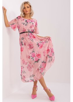 Jasnoróżowa midi sukienka w kwiaty ze sklepu 5.10.15 w kategorii Sukienki - zdjęcie 169705617