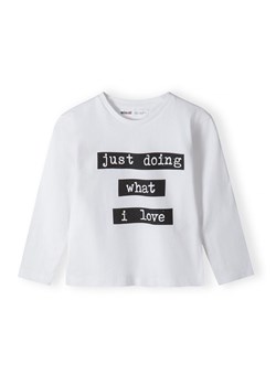 Biała bluzka bawełniana z długim rękawem- just doing what i love ze sklepu 5.10.15 w kategorii Bluzki dziewczęce - zdjęcie 169705645