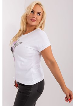 Biało-jasnofioletowa bluzka plus size z aplikacją ze sklepu 5.10.15 w kategorii Bluzki damskie - zdjęcie 169705756