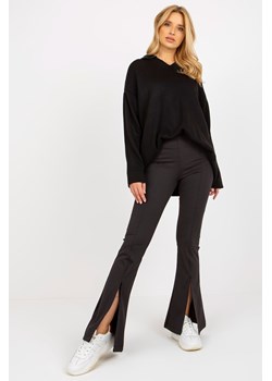 Czarne prążkowane 
legginsy z rozcięciami- rozmiar S ze sklepu 5.10.15 w kategorii Spodnie damskie - zdjęcie 169705838