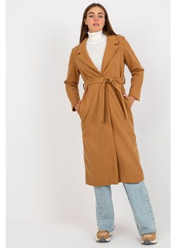 Och Bella Camelowy długi płaszcz damski z wiązaniem ze sklepu 5.10.15 w kategorii Płaszcze damskie - zdjęcie 169705859