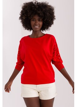 Czerwona bluzka z koronkowymi rękawami Hawana RUE PARIS ze sklepu 5.10.15 w kategorii Bluzki damskie - zdjęcie 169705877