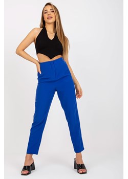 Kobaltowe damskie spodnie od garnituru z prostą nogawką ze sklepu 5.10.15 w kategorii Spodnie damskie - zdjęcie 169705947