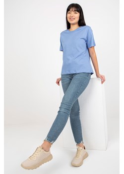 Ciemnoniebieski klasyczny t-shirt jednokolorowy MAYFLIES ze sklepu 5.10.15 w kategorii Bluzki damskie - zdjęcie 169706375