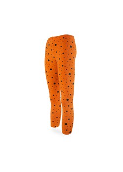 Dziewczęce legginsy  pomarańczowe z nadrukiem w czarne kropki ze sklepu 5.10.15 w kategorii Spodnie dziewczęce - zdjęcie 169706405