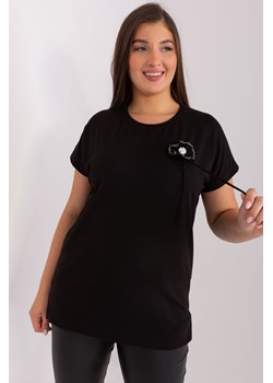 Czarna damska bluzka plus size z krótkim rękawem ze sklepu 5.10.15 w kategorii Bluzki damskie - zdjęcie 169706509