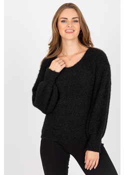 Och Bella Czarny sweter damski klasyczny z wełną ze sklepu 5.10.15 w kategorii Swetry damskie - zdjęcie 169706536