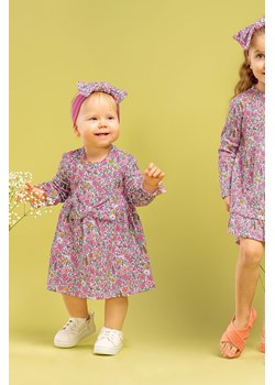Sukienko-body bawełniane z długim rękawem w kwiatki Lea ze sklepu 5.10.15 w kategorii Body niemowlęce - zdjęcie 169706849