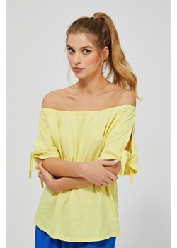 Bluzka damska bawełniana z odkrytymi ramionami - żółta ze sklepu 5.10.15 w kategorii Bluzki damskie - zdjęcie 169706875