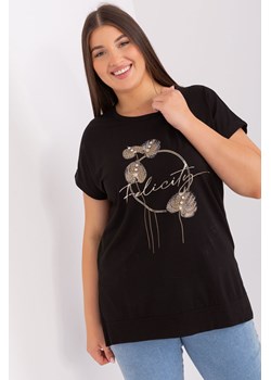Czarna bawełniana bluzka plus size z printem ze sklepu 5.10.15 w kategorii Bluzki damskie - zdjęcie 169706965