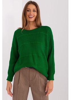 Sweter damski klasyczny z długim rękawem zielony ze sklepu 5.10.15 w kategorii Swetry damskie - zdjęcie 169707068