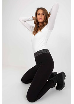 Czarne dopasowane legginsy na co dzień z bawełny ze sklepu 5.10.15 w kategorii Spodnie damskie - zdjęcie 169707128