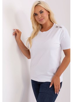 Biała damska bluzka plus size z broszkami ze sklepu 5.10.15 w kategorii Bluzki damskie - zdjęcie 169707146