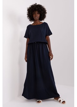 Granatowa casualowa sukienka basic z krótkim rękawem ze sklepu 5.10.15 w kategorii Sukienki - zdjęcie 169707158