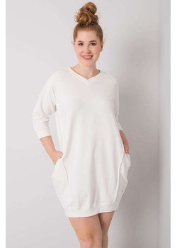 Ecru bawełniana sukienka damska plus size Karissa ze sklepu 5.10.15 w kategorii Sukienki - zdjęcie 169707407
