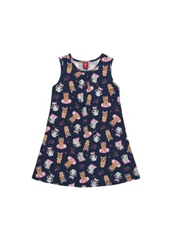 Granatowa bawełniana sukienka dziewczęca z nadrukiem ze sklepu 5.10.15 w kategorii Sukienki dziewczęce - zdjęcie 169707428