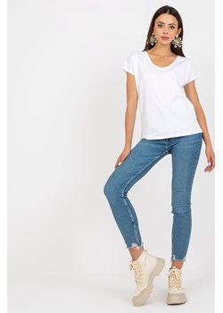 Biały damski t-shirt basic z dekoltem w serek ze sklepu 5.10.15 w kategorii Bluzki damskie - zdjęcie 169707597