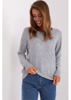 Szary damski sweter damski klasyczny ze ściągaczami ze sklepu 5.10.15 w kategorii Swetry damskie - zdjęcie 169707629