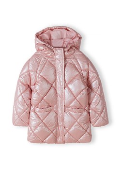Metaliczny pikowany ocieplany płaszcz z kapturem dla dziewczynki- różowy ze sklepu 5.10.15 w kategorii Kurtki dziewczęce - zdjęcie 169707756