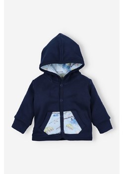 Granatowa bluza niemowlęca rozpinana z bawełny organicznej z kapturem ze sklepu 5.10.15 w kategorii Bluzy i swetry - zdjęcie 169707799