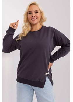 Gładka bluzka plus size grafitowy ze sklepu 5.10.15 w kategorii Bluzki damskie - zdjęcie 169707975