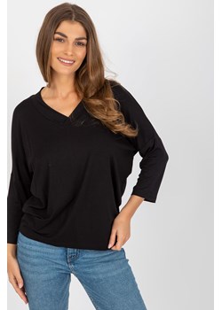 Czarna damska bluzka basic z dekoltem w serek ze sklepu 5.10.15 w kategorii Bluzki damskie - zdjęcie 169707976