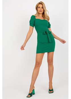 Zielona mini
sukienka koktajlowa z marszczonym
rękawem ze sklepu 5.10.15 w kategorii Sukienki - zdjęcie 169708046