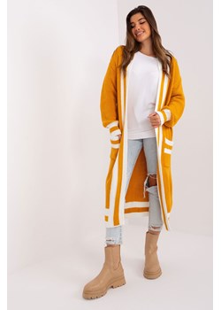 Musztardowy długi kardigan o kroju oversize ze sklepu 5.10.15 w kategorii Swetry damskie - zdjęcie 169708099