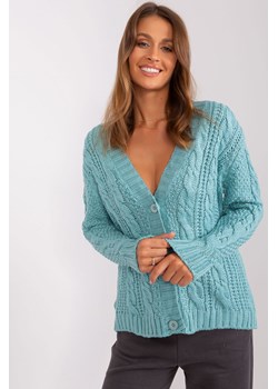 Ciemnomiętowy sweter rozpinany z guzikami ze sklepu 5.10.15 w kategorii Swetry damskie - zdjęcie 169708115