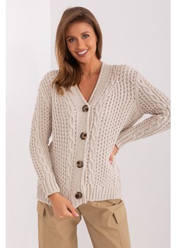Damski sweter rozpinany z warkoczami jasny beżowy ze sklepu 5.10.15 w kategorii Swetry damskie - zdjęcie 169708165