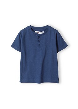 Niebieski t-shirt bawełniany basic dla niemowlaka z guzikami ze sklepu 5.10.15 w kategorii Koszulki niemowlęce - zdjęcie 169708245
