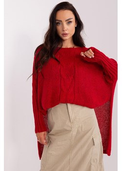Ciemnoczerwony dzianinowy sweter oversize och bella ze sklepu 5.10.15 w kategorii Swetry damskie - zdjęcie 169708399
