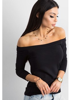 BASIC Bluzka damska z długim rękawem z odkrytymi ramionami - czarna ze sklepu 5.10.15 w kategorii Bluzki damskie - zdjęcie 169708677