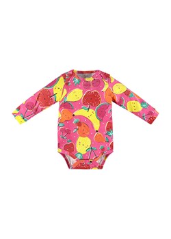 Różowe bawełniane body niemowlęce w owoce z długim rękawem ze sklepu 5.10.15 w kategorii Body niemowlęce - zdjęcie 169708995