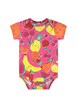 Różowe bawełniane body niemowlęce w owoce z krótkim rękawem ze sklepu 5.10.15 w kategorii Body niemowlęce - zdjęcie 169709029