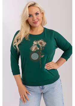 Damska bluzka plus size z rękawem 3/4 ciemny zielony ze sklepu 5.10.15 w kategorii Bluzki damskie - zdjęcie 169709207