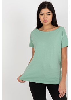 Pistacjowy luźny t-shirt basic z bawełny Fire ze sklepu 5.10.15 w kategorii Bluzki damskie - zdjęcie 169709236