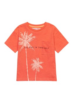 Pomarańczowy t-shirt z bawełny niemowlęcy z palmami ze sklepu 5.10.15 w kategorii Koszulki niemowlęce - zdjęcie 169709418