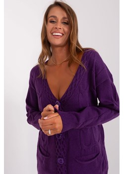fioletowy sweter damski rozpinany z dużymi guzikami ze sklepu 5.10.15 w kategorii Swetry damskie - zdjęcie 169709615