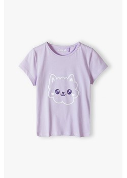 Fioletowy dzianinowy t-shirt dla dziewczynki - 5.10.15. ze sklepu 5.10.15 w kategorii Bluzki dziewczęce - zdjęcie 169709759