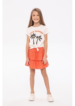 Biała bluzka bawełniana dziewczęca z palmami ze sklepu 5.10.15 w kategorii Bluzki dziewczęce - zdjęcie 169709886