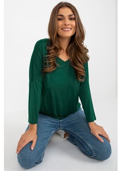 Ciemnozielona damska bluzka basic z wiskozy ze sklepu 5.10.15 w kategorii Bluzki damskie - zdjęcie 169709927